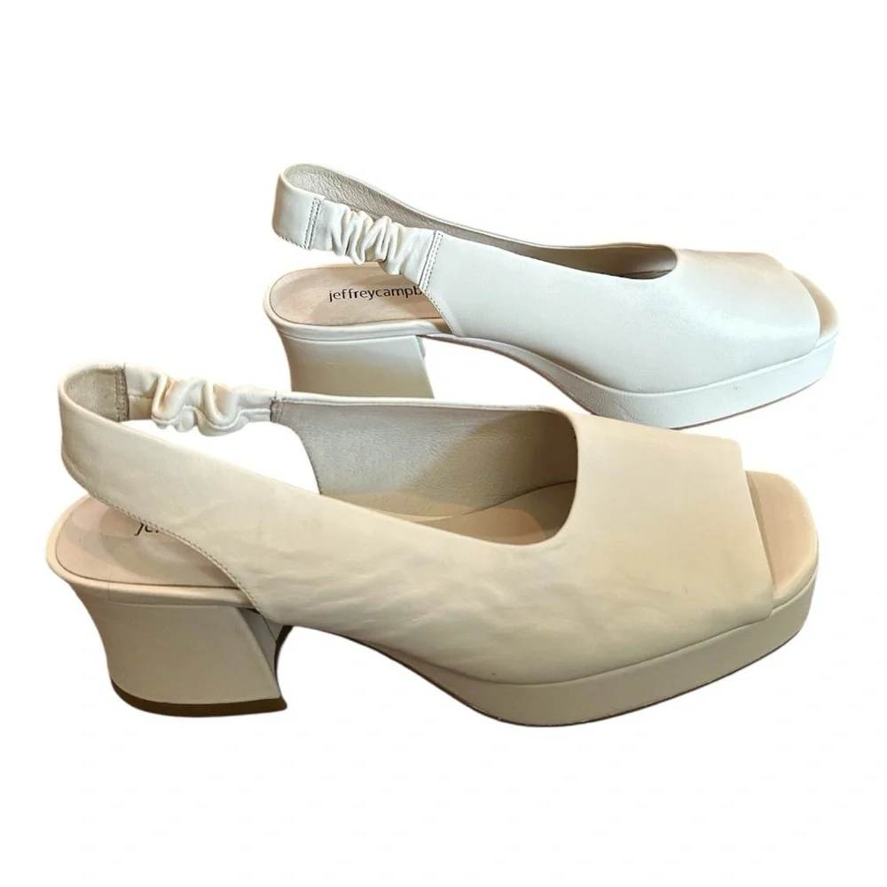 Jeffrey Campbell Cream Slingback Leather Sandals – Size 9 – 2.5” Heel - Picture 9 of 9